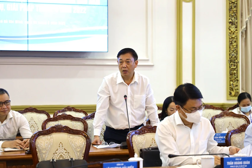 Ông Nguyễn Hoàng Hải, Giám đốc Kho Bạc Nhà nước TP.HCM, phát biểu. Ảnh: Trung tâm báo chí