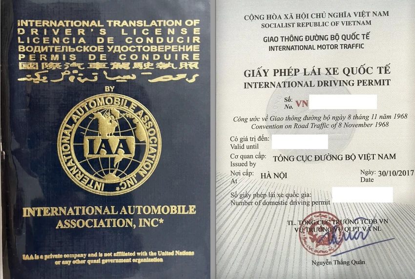 Giấy phép IAA và IDP. Ảnh: H.K Giấy phép IAA và IDP. Ảnh: H.K
