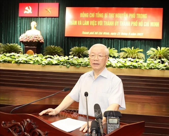 Tổng Bí thư Nguyễn Phú Trọng phát biểu tại buổi làm việc. Ảnh: TTXVN Tổng Bí thư Nguyễn Phú Trọng phát biểu tại buổi làm việc. Ảnh: TTXVN