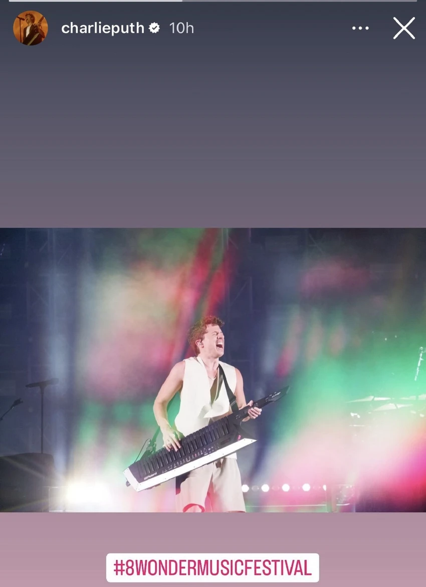 Charlie Puth chia sẻ hình ảnh thăng hoa trên sân khấu 8Wonder trên Instagramstory ngay sau đêm diễn Charlie Puth chia sẻ hình ảnh thăng hoa trên sân khấu 8Wonder trên Instagramstory ngay sau đêm diễn