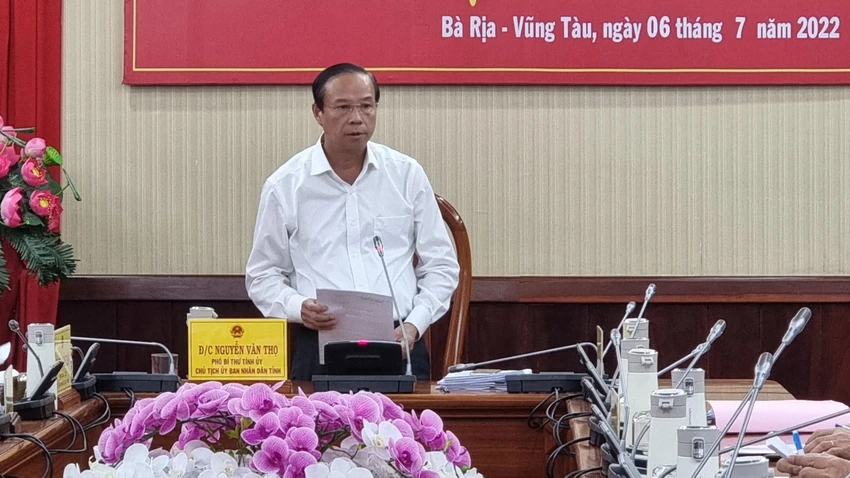Ông Nguyễn Văn Thọ, Chủ tịch UBND tỉnh Bà rịa- Vũng Tàu tại cuộc họp tháo gỡ khó khăn ngành Y tế. Ảnh:TK Ông Nguyễn Văn Thọ, Chủ tịch UBND tỉnh Bà rịa- Vũng Tàu tại cuộc họp tháo gỡ khó khăn ngành Y tế. Ảnh:TK