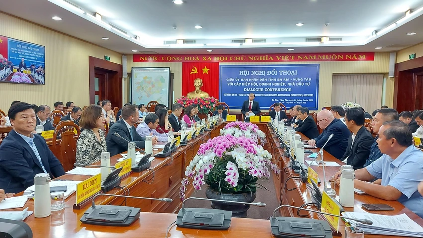 Quang cảnh hội nghị đối thoại do tỉnh Bà Rịa-Vũng Tàu tổ chức cuối tháng 8-2022. Ảnh:TK Quang cảnh hội nghị đối thoại do tỉnh Bà Rịa-Vũng Tàu tổ chức cuối tháng 8-2022. Ảnh:TK