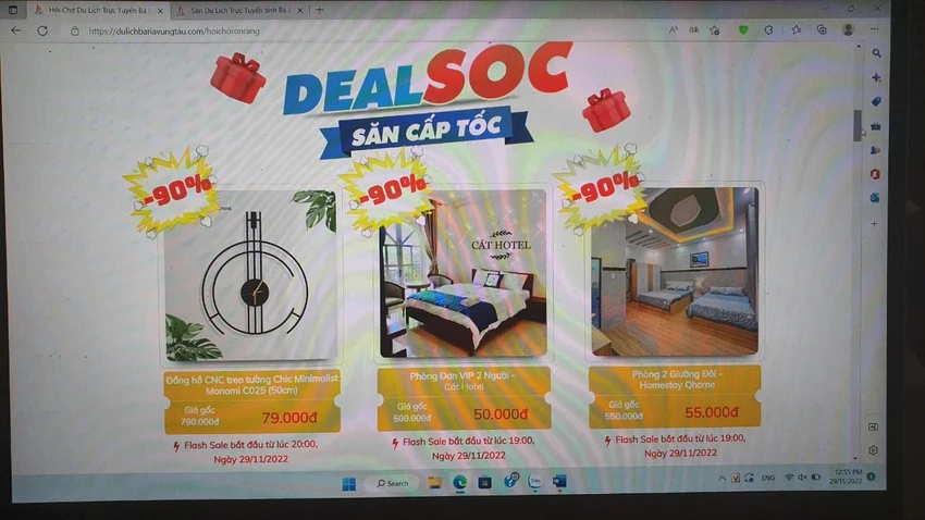 Deal Sốc tại phiên đầu tiên của hội chợ trực tuyến. Ảnh chụp lại màn hình: TK Deal Sốc tại phiên đầu tiên của hội chợ trực tuyến. Ảnh chụp lại màn hình: TK