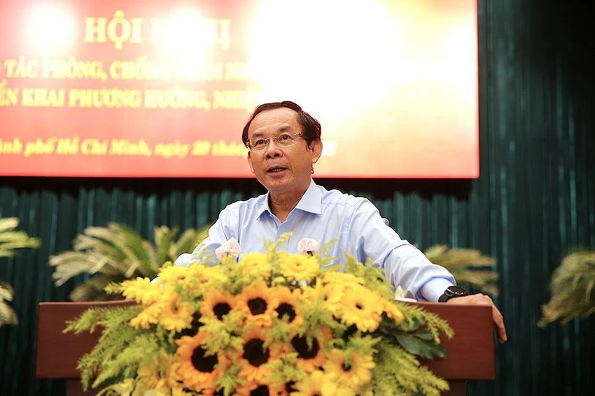 Bí thư Thành ủy TP.HCM Nguyễn Văn Nên phát biểu chỉ đạo tại hội nghị. Ảnh: Thành ủy TP.HCM