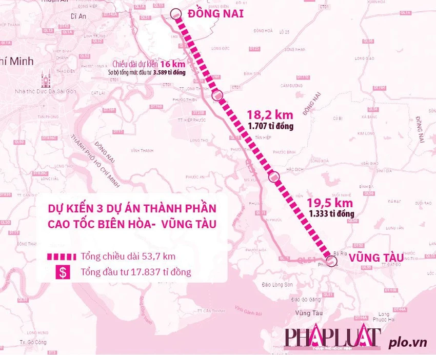 Sơ đồ dự kiến các dự án thành phần ba cao tốc Khánh Hòa - Buôn Ma Thuột, Biên Hòa - Vũng Tàu và Châu Đốc - Cần Thơ - Sóc Trăng. Đồ họa: THY LAN - HỒ TRANG Sơ đồ dự kiến các dự án thành phần ba cao tốc Khánh Hòa - Buôn Ma Thuột, Biên Hòa - Vũng Tàu và Châu Đốc - Cần Thơ - Sóc Trăng. Đồ họa: THY LAN - HỒ TRANG