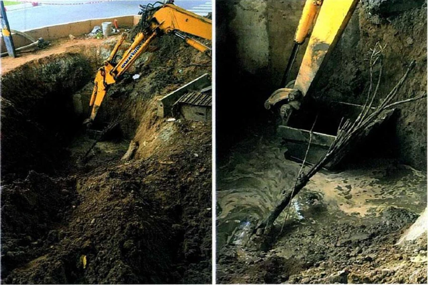 Cáp dự ứng lực ngầm bị đứt. Ảnh: CTV Cáp dự ứng lực ngầm bị đứt. Ảnh: CTV