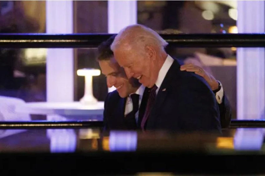 Tổng thống Mỹ Joe Biden tiếp Tổng thống Pháp Emmanuel Macron tại Nhà Trắng trong chuyến thăm mới đây của ông Macron tới Mỹ. Ảnh: BLOOMBERG/GETTY IMAGES Tổng thống Mỹ Joe Biden tiếp Tổng thống Pháp Emmanuel Macron tại Nhà Trắng trong chuyến thăm mới đây của ông Macron tới Mỹ. Ảnh: BLOOMBERG/GETTY IMAGES
