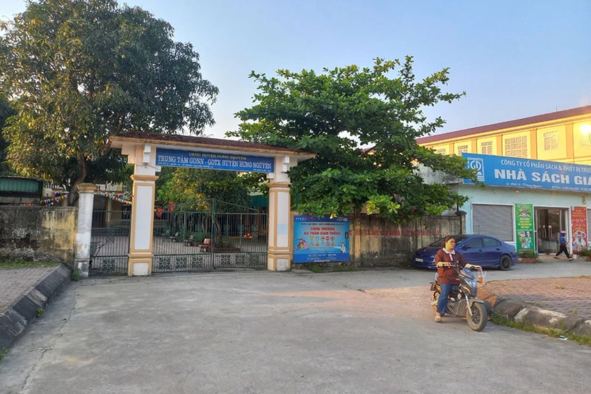 Trung tâm Giáo dục thường xuyên huyện Hưng Nguyên, Nghệ An - nơi bị cáo Lê Thị Dung từng làm giám đốc. Ảnh: ĐẮC LAM