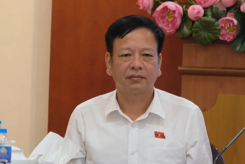 Phó Chủ nhiệm Ủy ban Pháp luật của Quốc hội Nguyễn Trường Giang phát biểu tại hội nghị. Ảnh: SONG MAI