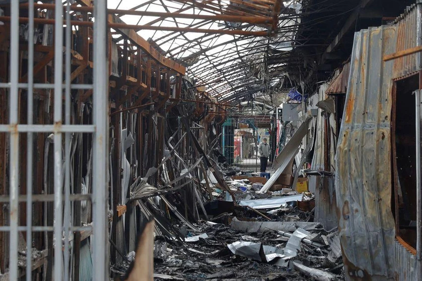 Đống đổ nát sau một cuộc oanh tạc ở tỉnh Donetsk. Ảnh: REUTERS Đống đổ nát sau một cuộc oanh tạc ở tỉnh Donetsk. Ảnh: REUTERS
