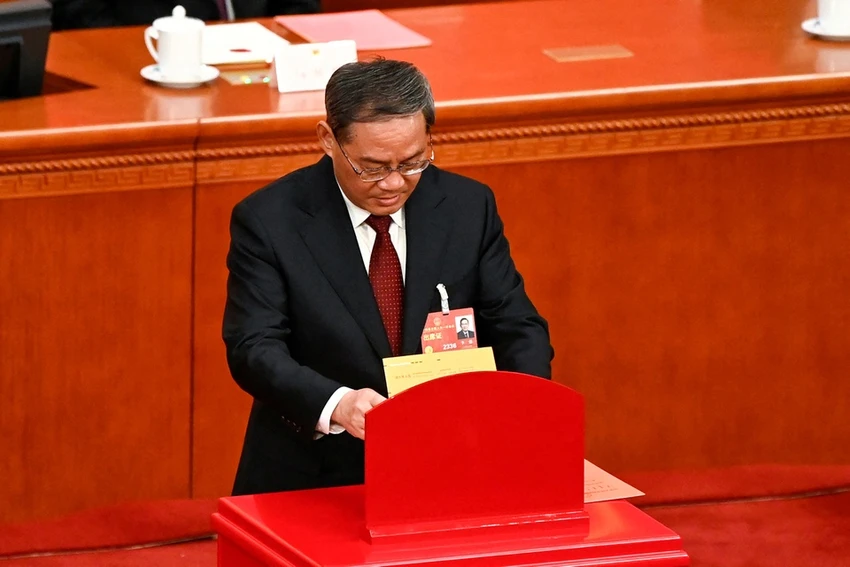 Ông Lý Cường trong phiên họp lưỡng hội ngày 11-3. Ảnh: REUTERS