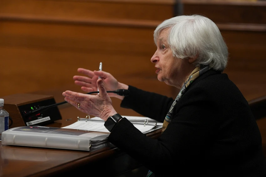 Bộ trưởng Tài chính Mỹ Janet Yellen tại phiên điều trần ngày 16-3 của Ủy ban Tài chính Thượng viện về yêu cầu ngân sách được đề xuất của Tổng thống Mỹ Joe Biden cho năm tài chính 2024. Ảnh: REUTERS Bộ trưởng Tài chính Mỹ Janet Yellen tại phiên điều trần ngày 16-3 của Ủy ban Tài chính Thượng viện về yêu cầu ngân sách được đề xuất của Tổng thống Mỹ Joe Biden cho năm tài chính 2024. Ảnh: REUTERS