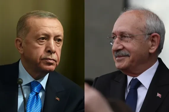 Tổng thống Thổ Nhĩ Kỳ Recep Tayyip Erdogan (trái) và đối thủ Kemal Kilicdaroglu. Ảnh: AP Tổng thống Thổ Nhĩ Kỳ Recep Tayyip Erdogan (trái) và đối thủ Kemal Kilicdaroglu. Ảnh: AP