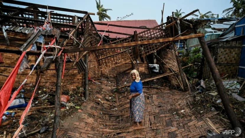 Ngày 14-5, siêu bão Mocha đổ bộ vào Myanmar, quét qua bang Rakhine và gây thiệt hại nặng nề về người và của. Ảnh: AFP Ngày 14-5, siêu bão Mocha đổ bộ vào Myanmar, quét qua bang Rakhine và gây thiệt hại nặng nề về người và của. Ảnh: AFP
