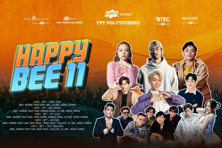 Đen, Hoàng Thùy Linh,Trúc Nhân, Chillies, Đức Phúc… đổ bộ đêm nhạc Happy Bee 11. Ảnh: HP Đen, Hoàng Thùy Linh,Trúc Nhân, Chillies, Đức Phúc… đổ bộ đêm nhạc Happy Bee 11. Ảnh: HP