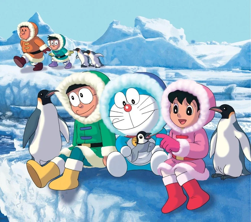Phân cảnh trong 'Phim Doraemon: Nobita và chuyến thám hiểm nam cực kachi kochi ' Phân cảnh trong 'Phim Doraemon: Nobita và chuyến thám hiểm nam cực kachi kochi '