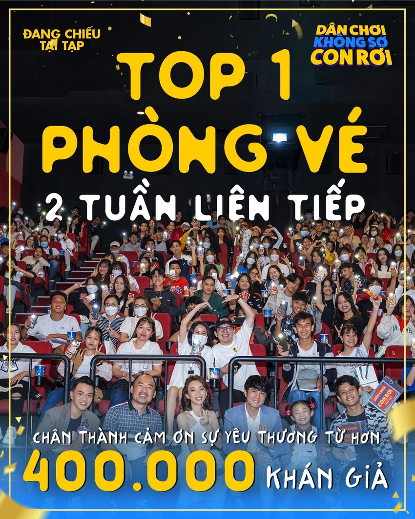 'Dân chơi không sợ con rơi' đứng nhất phòng vé, thu hơn 30 tỉ sau 10 ngày công chiếu. Ảnh: PHP 'Dân chơi không sợ con rơi' đứng nhất phòng vé, thu hơn 30 tỉ sau 10 ngày công chiếu. Ảnh: PHP