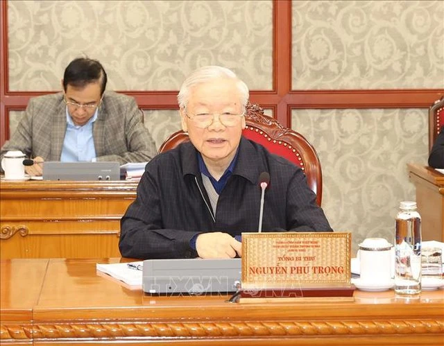 Tổng Bí thư Nguyễn Phú Trọng phát biểu kết luận cuộc họp sáng 30-3. Ảnh: Cổng TTĐT Chính phủ Tổng Bí thư Nguyễn Phú Trọng phát biểu kết luận cuộc họp sáng 30-3. Ảnh: Cổng TTĐT Chính phủ