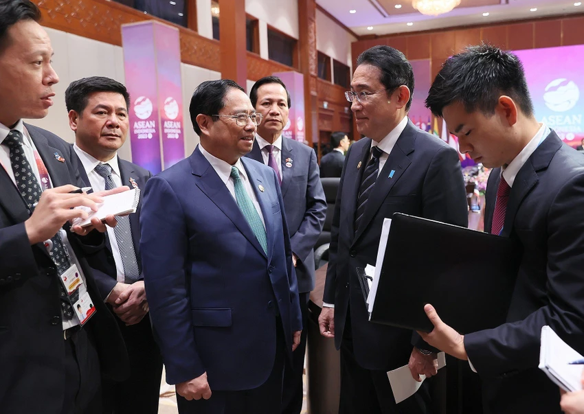 Thủ tướng Chính phủ Phạm Minh Chính gặp Thủ tướng Nhật Bản Kishida Fumio. Ảnh: VGP Thủ tướng Chính phủ Phạm Minh Chính gặp Thủ tướng Nhật Bản Kishida Fumio. Ảnh: VGP