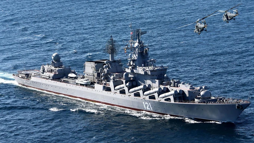 Tuần dương hạm Moskva của Nga. Ảnh: The EurAsian Times Tuần dương hạm Moskva của Nga. Ảnh: The EurAsian Times