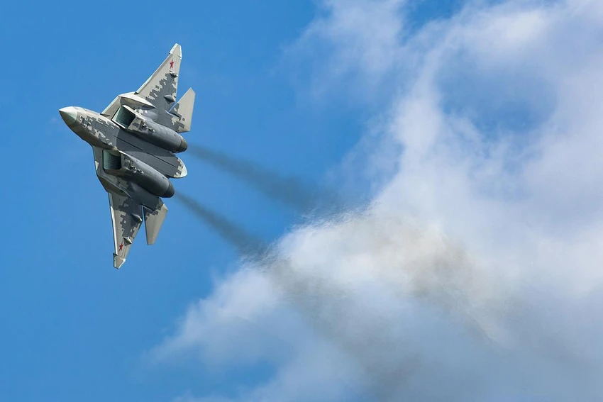 Tiêm kích tàng hình Su-57 của Nga. Ảnh: WIKIMEDIA COMMONS Tiêm kích tàng hình Su-57 của Nga. Ảnh: WIKIMEDIA COMMONS