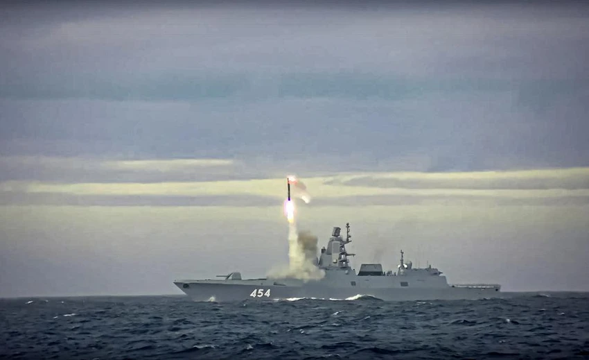 Nga thử tên lửa hành trình siêu thanh Zircon hôm 28-5. Ảnh: Russian Defense Ministry Press Service/ AP Nga thử tên lửa hành trình siêu thanh Zircon hôm 28-5. Ảnh: Russian Defense Ministry Press Service/ AP