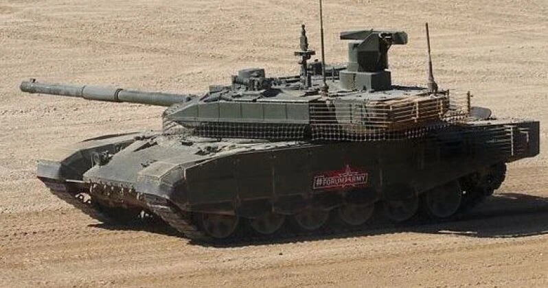 Xe tăng T-90M của Nga với lớp giáp lưới ở phần dưới tháp pháo. Ảnh: The EurAsian Times Xe tăng T-90M của Nga với lớp giáp lưới ở phần dưới tháp pháo. Ảnh: The EurAsian Times