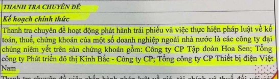 Hình ảnh lan truyền trên mạng xã hội về thanh tra chuyên đề trái phiếu doanh nghiệp. Ảnh: MXH Hình ảnh lan truyền trên mạng xã hội về thanh tra chuyên đề trái phiếu doanh nghiệp. Ảnh: MXH