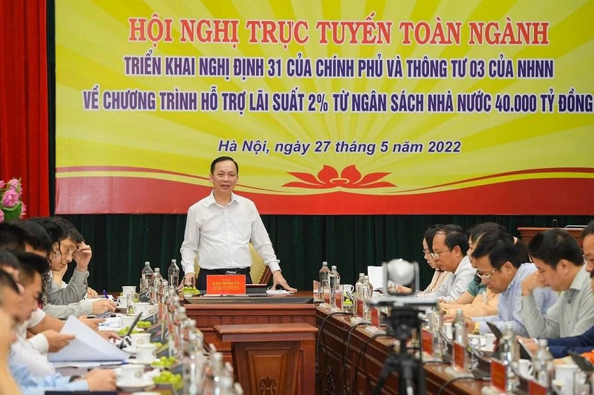 Phó Thống đốc NHNN Đào Minh Tú chủ trì cuộc họp với các ngân hàng thương mại. Ảnh: SBV Phó Thống đốc NHNN Đào Minh Tú chủ trì cuộc họp với các ngân hàng thương mại. Ảnh: SBV