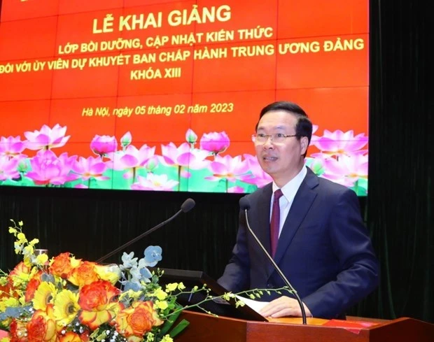 Ủy viên Bộ Chính trị, Thường trực Ban Bí thư Võ Văn Thưởng phát biểu tại buổi lễ. Ảnh: TTXVN