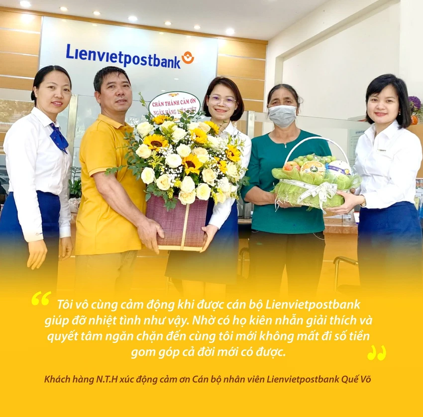 Khách hàng N.T.H xúc động cảm ơn cán bộ nhân viên Lienvietpostbank Quế Võ