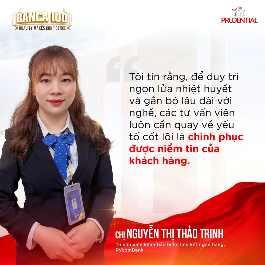 Chị Nguyễn Thị Thảo Trinh - tư vấn viên kênh bảo hiểm liên kết ngân hàng, PVcomBank. Chị Nguyễn Thị Thảo Trinh - tư vấn viên kênh bảo hiểm liên kết ngân hàng, PVcomBank.