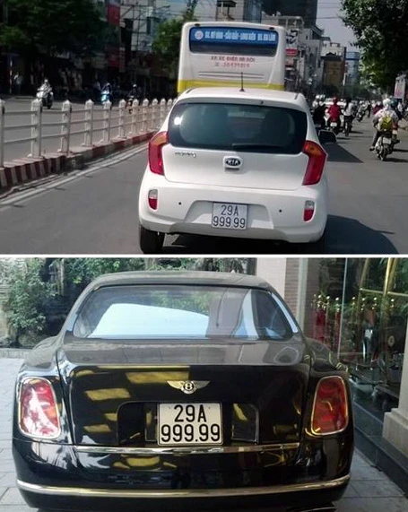 Phát hiện chứng cứ “tố” siêu xe Bentley “mượn” biển 29A-999.99 ảnh 1 Hình ảnh hai chiếc xe trùng biển số được phát tán trên mạng internet.