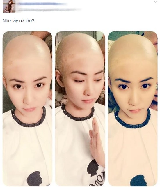 Hình ảnh đầu trọc gây xôn xao của Ngân Khánh. Nhập mô tả cho ảnh