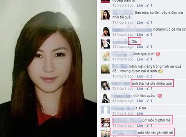 Hậu phẫu thuật thẩm mỹ, Hương Tràm tự tin khoe bức ảnh thẻ của mình lên facebook. Tuy nhiên bên cạnh những ý kiến khen ngợi thì quán quânThe Voicelại nhận không ít "gạch đá". Nhiều bình luận cho rằng Hương Tràm đã già hơn rất nhiều và mất vẻ đáng yêu khi còn tham giaThe Voice. Trước đây khi tham gia sân chơi này, Hương Tràm được biết đến với hình ảnh một cô bé 17 tuổi, hát hay, khuôn mặt bầu bĩnh. Nhưng đến bây giờ, sau khi đã trải qua phẫu thuật thẩm mỹ, khuôn mặt của Hương Tràm đã thon gọn hơn cùng chiếc cằm được gọt theo xu hướng V-line. Xem ảnh, tên tuổi thật của sao Việt trên CMND và hộ chiếu