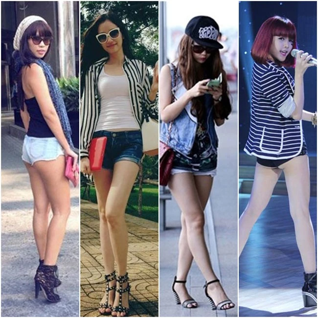 Quần sooc siêu ngắn sexy cũng là bí kíp khoe chân dài được nhiều người đẹp yêu thích. 9 mốt 'kéo dài chân' của sao Việt