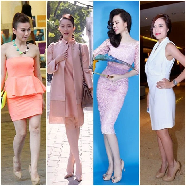 Giày nude luôn là món đồ bất hủ tạo ảo giác giúp đôi chân trông dài hơn. 9 mốt 'kéo dài chân' của sao Việt
