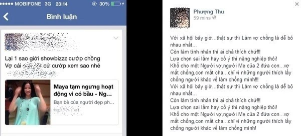 Khi tin vui của Maya được tiết lộ, rất nhiều người hâm mộ đã gửi lời chúc mừng tới nữ ca sĩ xinh đẹp. Tuy nhiên, trong lúc này, một độc giả giấu tên đã tố nữ ca sĩ là kẻ "cướp chồng" khi chia sẻ bài viết về Maya cùng dòng chú thích chua chát: "Lại một sao giới showbiz cướp chồng". Những mỹ nhân showbiz Việt vướng ồn ào 'cướp chồng'