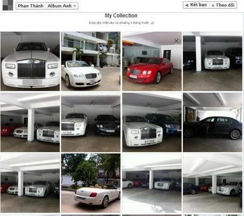 Từ xế khủng Bentley, Lexus GX570, Ferrari 458 cho đến Roll Royce Phantom, gần như không có loại xế hộp thời thượng nào mà Phan Thành không có. Sự giàu có của thiếu gia Phan Thành có thể sánh ngang với Cường Đô La hoặcthiếu gia Đỗ Bình Dương - chồng của Ngọc Thạch.Ảnh: FBNV. Chồng và người yêu giàu có của các hot girl Việt