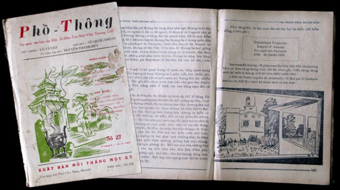 Trang bìa tạp chí Phổ Thông số 27, tháng 5-1954 và Hai trang trong bút ký Hoàng Sa năm 1954 - Ảnh: Lại Nguyên Ân sao chụp Trang bìa tạp chí Phổ Thông số 27, tháng 5-1954 và Hai trang trong bút ký Hoàng Sa năm 1954 - Ảnh: Lại Nguyên Ân sao chụp