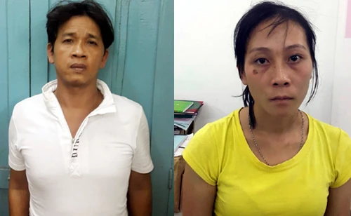 Cường và Mỹ tại cơ quan điều tra. Ảnh:Quốc Thắng. Cường và
