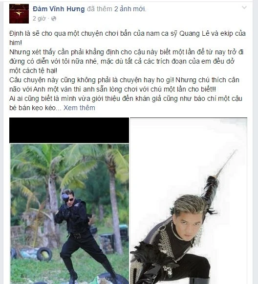 Sau khi dằn mặt đàn em trên Facebook cuối cùng, ông hoàng nhạc Việt cũng chịu im lặng bỏ qua cho đàn em Quang Lê. 3 lần sao Việt bóc mẽ nhau trên mạng xã hội năm 2015