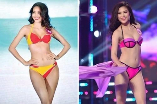 Hoa hậu Phạm Hương (phải) và "bản sao" thí sinh Nguyễn Thị Thành
