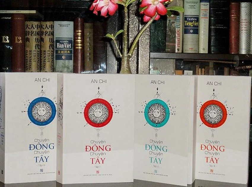 Bộ sách Chuyện Đông - Chuyện Tây của học giả An Chi trọn bộ 7 tập, tái bản trọn bộ 4 tập dày hơn 2.500 trang, đoạt Giải thưởng Sách quốc gia lần thứ hai. Ảnh: FBNV Bộ sách Chuyện Đông - Chuyện Tây của học giả An Chi trọn bộ 7 tập, tái bản trọn bộ 4 tập dày hơn 2.500 trang, đoạt Giải thưởng Sách quốc gia lần thứ hai. Ảnh: FBNV