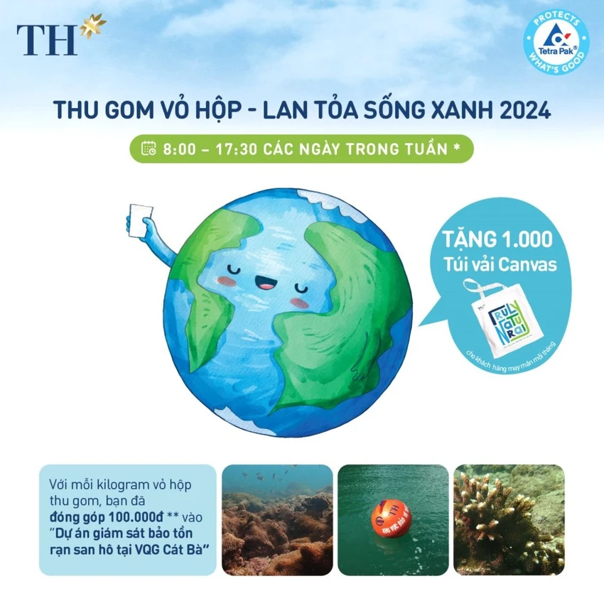 Với mỗi kilogram vỏ hộp được thu gom, Tập đoàn TH đóng góp 100.000 đồng vào Dự án bảo tồn rạn san hô tại vườn quốc gia Cát Bà.jpg