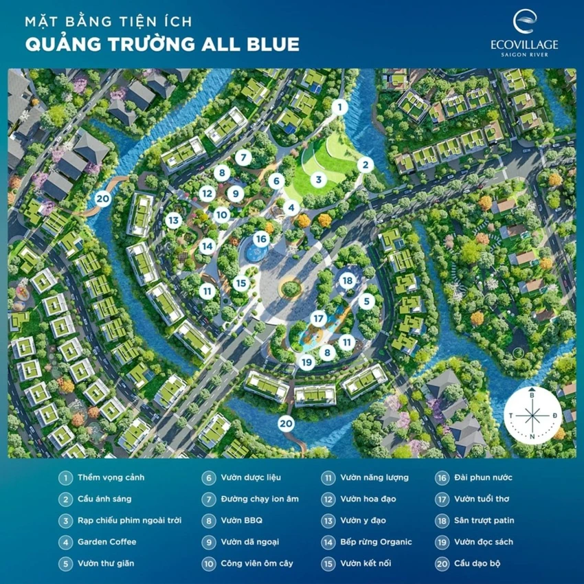 20 tiện ích nội khu quảng trường All Blue. Điểm nhấn của phân khu quảng trường All Blue là quảng trường rộng 20.000m2 đa dạng chủ đề dưỡng trí và kết nối giữa lòng thiên nhiên.jpg