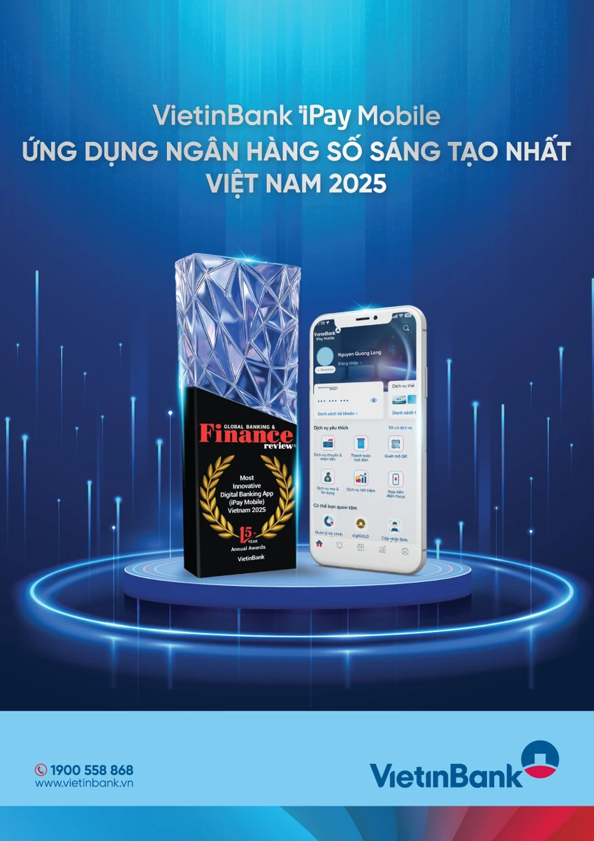 VietinBank iPay Mobile nhận giải thưởng ‘Ứng dụng Ngân hàng số sáng tạo nhất Việt Nam 2025’.jpg