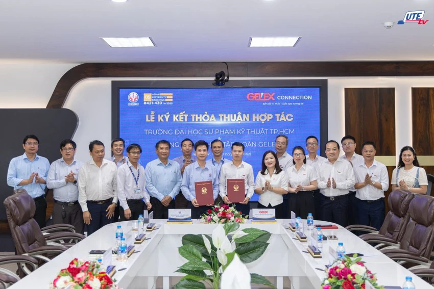 Ông Nguyễn Trọng Trung – Phó Tổng Giám đốc Tập đoàn GELEX ký kết Thỏa thuận hợp tác với Lãnh đạo trường Đại học Sư phạm Kỹ thuật TP.HCM