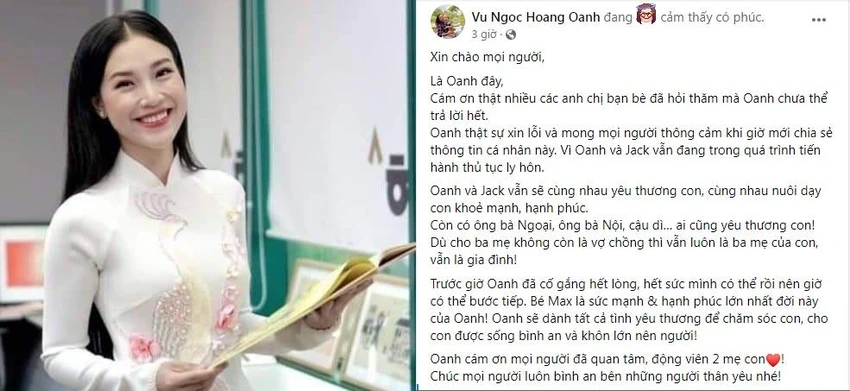 Nguyên văn bài chia sẻ của Á hậu, MC Hoàng Oanh. Ảnh: FBNV. Nguyên văn bài chia sẻ của Á hậu, MC Hoàng Oanh. Ảnh: FBNV.