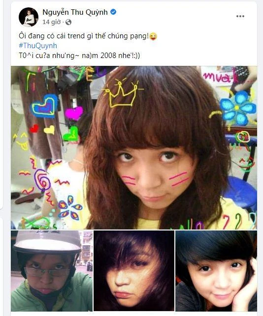 Diễn viên Thu Quỳnh hào hứng chia sẻ loạt ảnh từ năm 2008 của mình. Ảnh: FBNV. Diễn viên Thu Quỳnh hào hứng chia sẻ loạt ảnh từ năm 2008 của mình. Ảnh: FBNV.